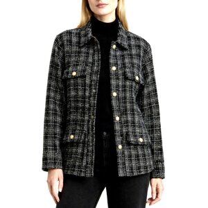 Anine Bing Corey Jacket Metallic Plaid Tweed